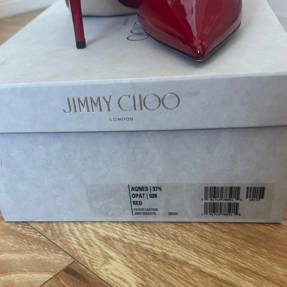 Jimmy Choo Agnes Red Patent Pointed-Toe Stilettos 7.5 Never worn - Picture 2 of 5